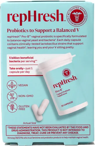 Vista 2 de RepHresh Suplemento probiótico vaginal Pro-B, 30 cápsulas, paquete de 2