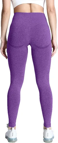 Vista 5 de Aoxjox Leggings de entrenamiento sin costuras para mujer contorno de sonrisa levantamiento de glúteos cintura alta pantalones de yoga mallas