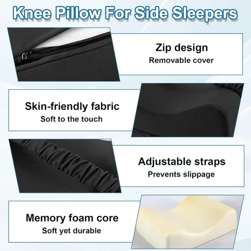 Vista 3 de Almohada de rodilla para personas que duermen de lado, diseño plegable 2 en 1, almohada viscoelástica para dormir de lado, almohada de muslo