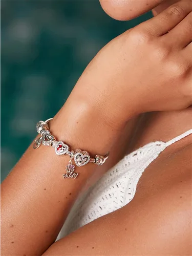 Vista 4 de BISAER Abalorio de plata de ley 925 con cuentas de cristal azul Hamsa para pulsera Pandora