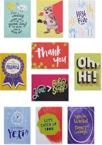 Vista 5 de American Greetings Mini tarjetas de notas para niños, Happy Vibes (40 unidades)