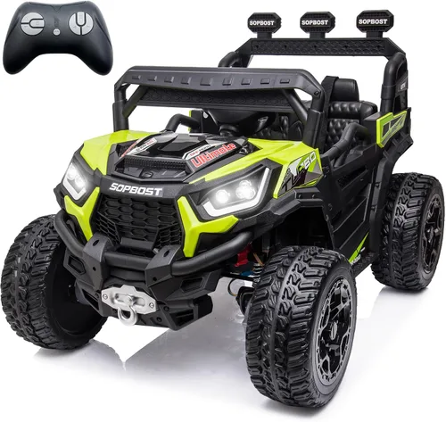 Vista 13 de Sopbost vehículo utilitario 24 V premium 4x4 con control remoto para niños, camión eléctrico todoterreno con neumáticos de goma EVA, cambio entre