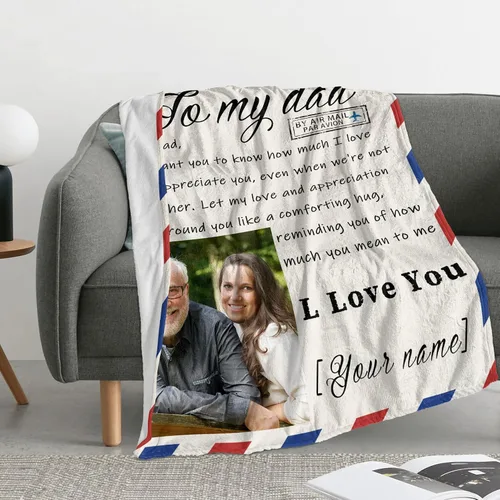 Vista 6 de Youltar Manta de fotos personalizada para el Día del Padre, regalo personalizado con el texto "Best Dad Ever" de hija o hijo para Navidad