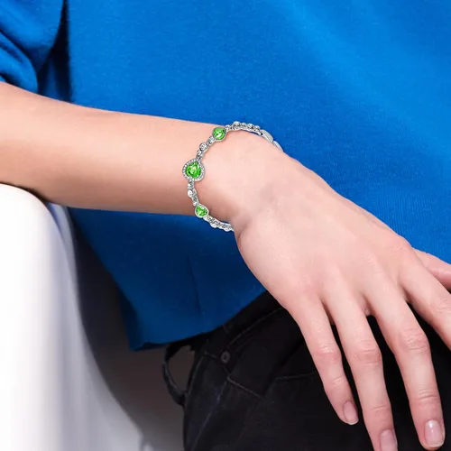 Vista 2 de Pulsera de cristal de corazón de amor pulsera de moda para mujer accesorios para niñas paquete de aretes verde talla única