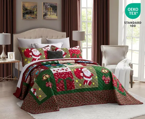 Vista 2 de CHIXIN - Juego de colcha tamaño King/Cal King extragrande, diseño de Navidad, microfibra ligera y suave, 4 piezas