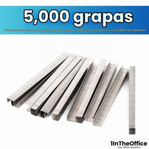 Vista 4 de 1InTheOffice Grapas estándar: longitud de pierna de 1/4", 5,000 grapas/paquete, paquete de 5