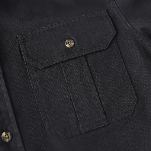 Vista 4 de Dubinik® Camisa de manga larga con botones para hombre, estilo casual, de trabajo, con dos bolsillos, de algodón, ajuste regular, vintage