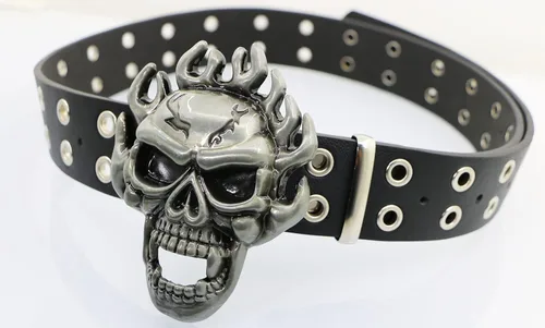 Vista 4 de Cinturón de cuero con hebilla de cuero para hombres y mujeres, cinturón decorativo punk