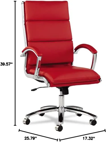 Vista 2 de Alera, Red Neratoli Series Highback silla giratoria/inclinable, cuero suave, marco cromado, respaldo alto Blanco