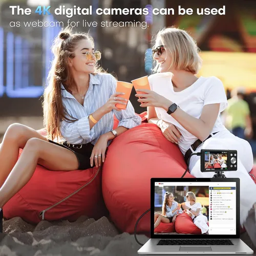 Vista 7 de Cámara digital 4K 48MP 16X Zoom con tarjeta de 32GB (negro) Cámara de vlogging de enfoque automático, antivibración, disparo de punto compacto
