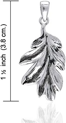 Vista 3 de Secrets of the Wood - Colgante de hoja de roble de plata de ley con cadena de 18 pulgadas, Metal, No es una piedra preciosa