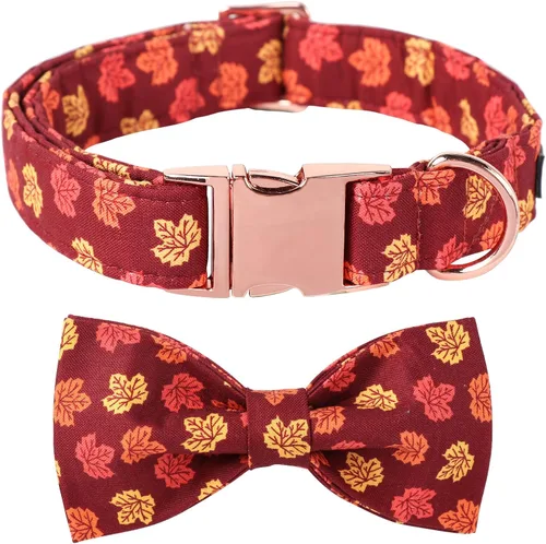 Vista 42 de Collar de perro a cuadros de búfalo amarillo otoñal con pajarita elegante Otoño-Lazo-Cuadros Amarillo