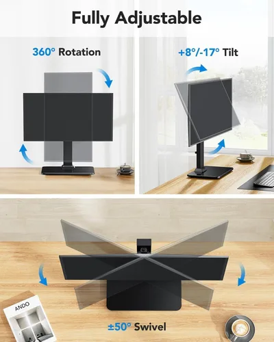 Vista 4 de HUANUO Soporte para monitor, montaje VESA independiente para pantallas de 13 a 34 pulgadas, capacidad de hasta 44 libras, 5 opciones de altura