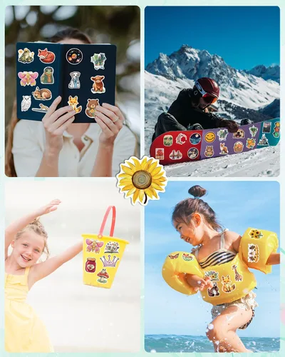 Vista 5 de AOWDIAO Paquete de 150 calcomanías estéticas - Diseños impermeables y duraderos para adolescentes, niños y adultos - Ideal para fiestas, regalos