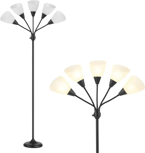 Vista 10 de HonoDing Medusa Lámparas de Pie Lámparas de Pie 5 Cabezales Luz de Lectura Ajustable Pantalla Grande Uso Bombilla E26 A19 Lámparas de Pie para Sala