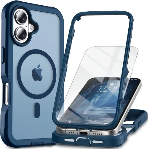 Vista 27 de Funda magnética para iPhone 13 Pro Max, protector de pantalla, compatible con MagSafe, protección contra caídas de grado militar, protección