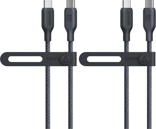 Vista 9 de Anker Cable USB C, carga rápida de 240 W, USB 2.0 (6 pies, negro fantasma) Cable bio-trenzado para iPhone serie 17, MacBook Pro 2020, iPad Pro