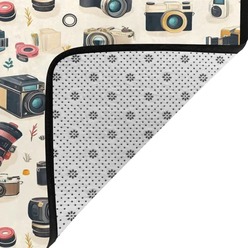 Vista 4 de Retro Camera Print Area Rugs for Living Room Bedroom, Soft Washable 5x7 Area Rugs Indoor Floor Rug, Non Slip Carpet for Bedroom Living Room Decor