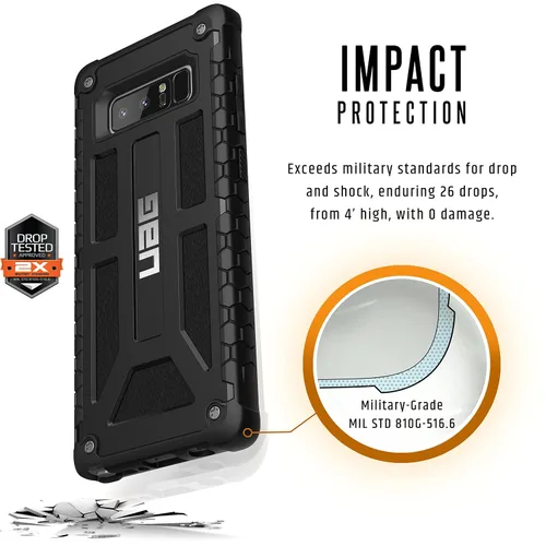 Vista 4 de URBAN ARMOR GEAR [UAG] Samsung Note 8 Monarch - Funda para teléfono resistente con plumas, color negro