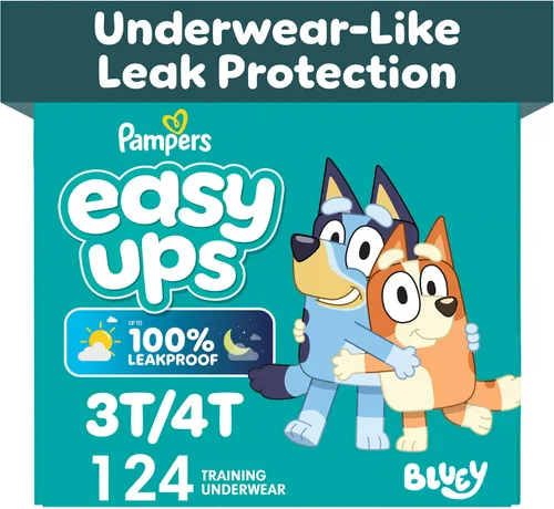 Vista 30 de Easy Ups - Pantalones de entrenamiento para niñas y niños, talla 4 (2T-3T), 25 unidades, ropa interior absorbente Bluey para entrenamiento, hasta un
