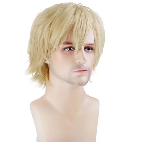 Vista 32 de RightOn Peluca marrón corta para disfraz, pelucas cortas marrones para hombre y mujer, fiesta de cosplay
