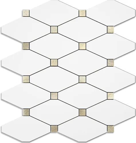 Vista 28 de STICKGOO 1 hoja de salpicaduras de pared para despegar y pegar, adhesivos de azulejos compuestos de aluminio Calacatta, salpicaduras autoadhesivas