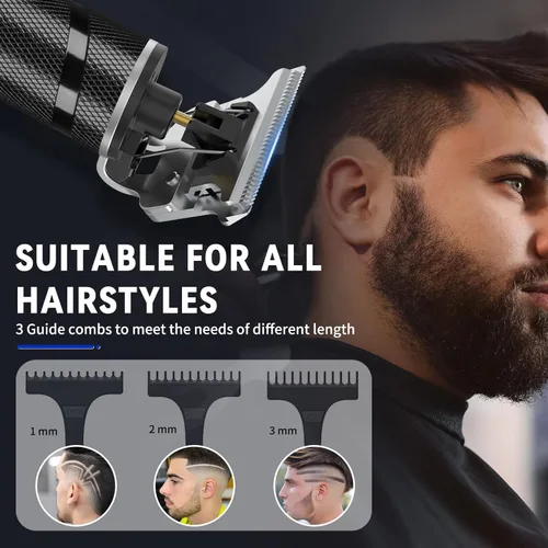 Vista 4 de Ufree Cortadora de barba para hombres, Cuchillas en T de separación cero, Cortapelos inalámbrico, Afeitadoras eléctricas para hombres, Kit de aseo