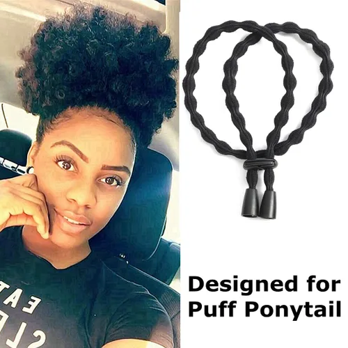 Vista 4 de Afro - Corbatas de cola de caballo con cordón ajustable para cabello corto rizado rizado moño lazos para la diadema Afro larga acolchada