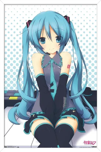 Vista 8 de Trends International Hatsune Miku - Póster de pared de llaves, 14.725 x 22.375 pulgadas, versión enmarcada de madera de granero