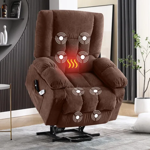 Vista 13 de MAHOMICO Silla reclinable eléctrica para personas mayores con masaje por vibración y calefacción lumbar, sofá reclinable eléctrico con bolsillo