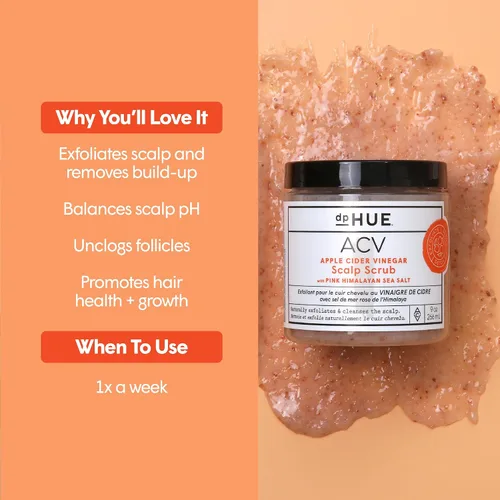 Vista 3 de dpHUE Exfoliante de vinagre de sidra de manzana con sal rosa del mar del Himalaya, 9 onzas, exfoliante natural y tratamiento del cuero cabelludo