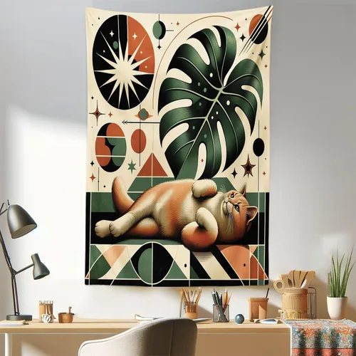 Vista 31 de Ambesonne Tapiz de hongos, atmósfera psicodélica, escena astral estrellada con motivos orientales trippy, decoración de tela para colgar en la pared