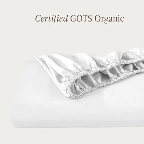 Vista 2 de Bare Home Sábana bajera ajustable 100 % algodón orgánico Twin, tejido de percal crujiente, ligera y transpirable, sábana bajera de bolsillo profundo