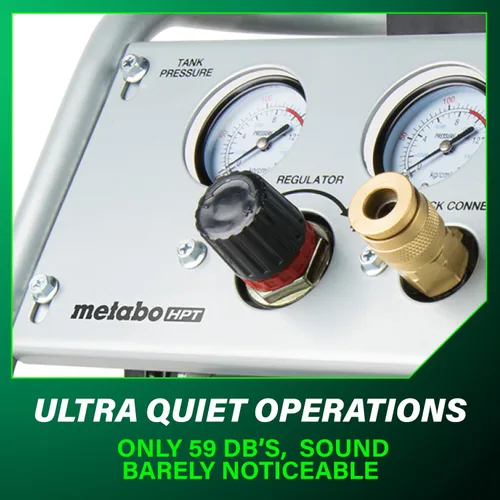 Vista 23 de Metabo HPT Compresor de aire silencioso, compresor de aire portátil sin aceite de 1 galón, funcionamiento ultrasilencioso a 59 dB, acoplador rápido