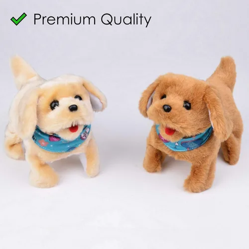 Vista 4 de Haktoys - Perros de peluche que funcionan con pilas para cachorros que saltos mortales caminan, se sientan y ladran – 2 cachorros de juguete de alta