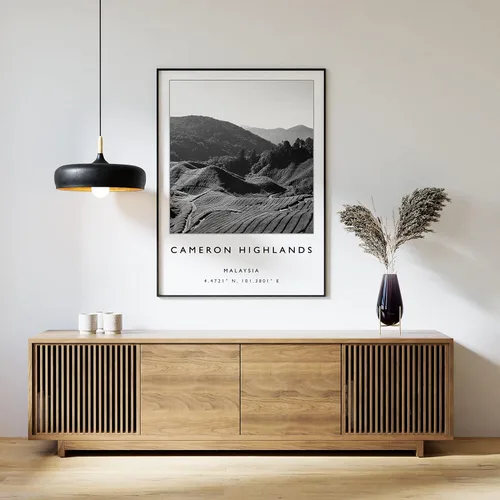 Vista 2 de Cameron Highlands Travel Print, Black and White Travel Poster, Travel Poster, Southeast Asia Travel Poster, Malaysia Travel Print, Malaysia Travel