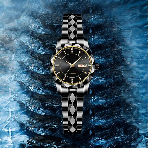 Vista 7 de BESTKANG Reloj de pulsera clásico para mujer, de lujo, impermeable, con calendario, acero inoxidable, de cuarzo, para mujer