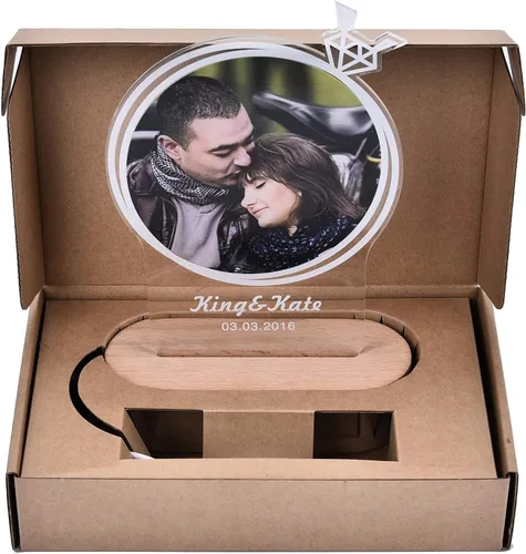 Vista 5 de guf Marco de fotos personalizado grabado, marco de fotos personalizado con cristal 3D, regalos para esposa, regalos de novio, regalos de pareja