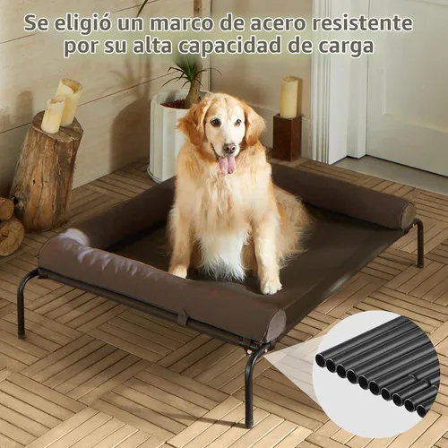 Vista 6 de Cama elevada refrescante para perros grandes – Cuna elevada impermeable con reposacabezas inclinado, malla Teslin transpirable, cama duradera