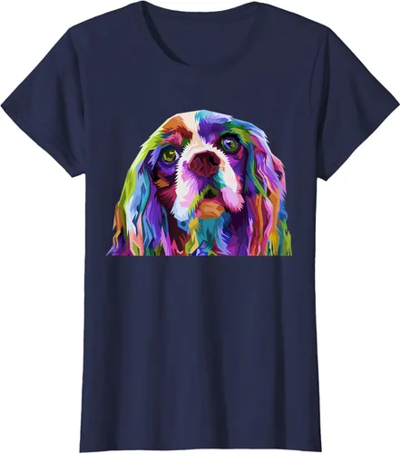 Vista 23 de Camiseta con diseño de Cocker Spaniel de arte pop para dueños de perros, Negro, S