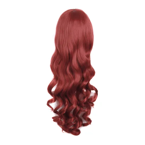 Vista 4 de Peluca MapofBeauty Lolita para disfraz cabello largo rizado con coleta Rojo Bronce