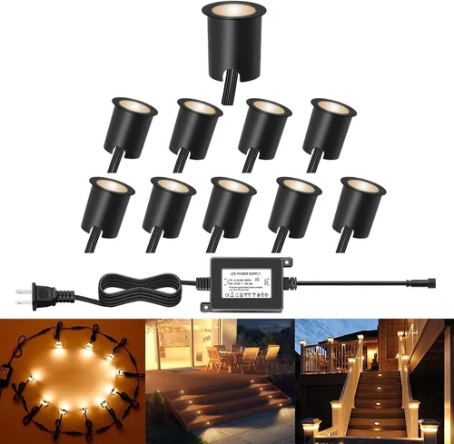 Vista 39 de Kits de luces LED empotrables para cubierta con carcasa protectora, iluminación LED de paisaje al aire libre IP67 impermeable, CC 12 V de bajo Azul