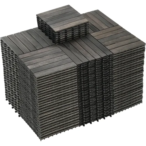 Vista 16 de PrimeZone - 9 azulejos entrelazados de madera de acacia sólida para terraza, patio, 12 x 12 pulgadas, impermeables, para interiores y exteriores
