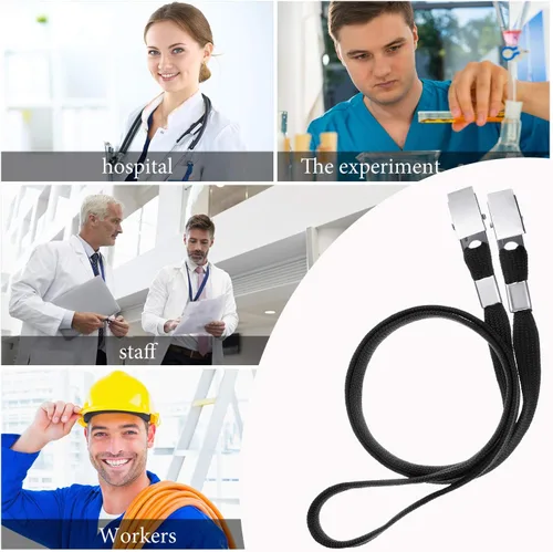Vista 6 de Nuanchu Correas de doble clip para cubrebocas, cordones de doble extremo con prácticos ganchos, cómodas correas para el cuello para tarjetas