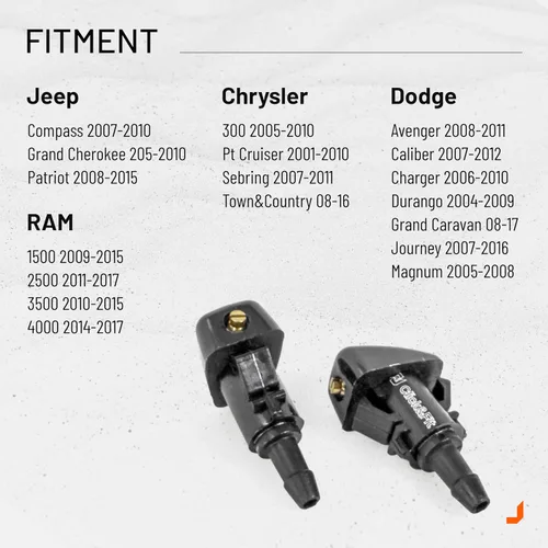 Vista 3 de Boquillas ajustables para limpiaparabrisas compatibles con Jeep Grand Cherokee Patriot Compass Caliber, Dodge Charger Durango, Ram 1500 2500