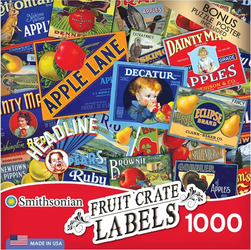 Vista 5 de RoseArt - Colección Smithsonian Archives - Etiquetas de cajas de frutas - Rompecabezas de 1000 piezas para adultos