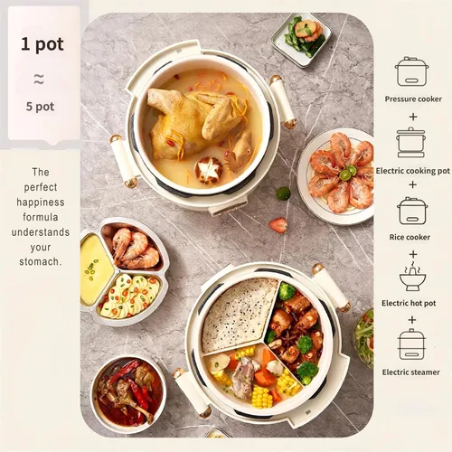 Vista 2 de Olla a presión eléctrica 4L, 70KPa, 10 presets, pantalla digital, temporizador de 24 horas 4L smart pressure cooker with 70KPa cooking, 10 presets