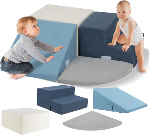 Vista 9 de CAPAKIDS Juguetes grandes de escalada para niños pequeños de 4 piezas para interiores, bloques de espuma con velcro, clásico Uso en interiores