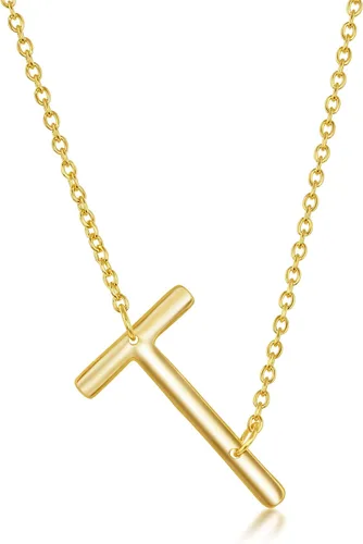Vista 10 de Dainty Sideways Initial Necklace for Women – Sterling Silver or 14K Gold Plated 20mm Alphabet Letter Pendant