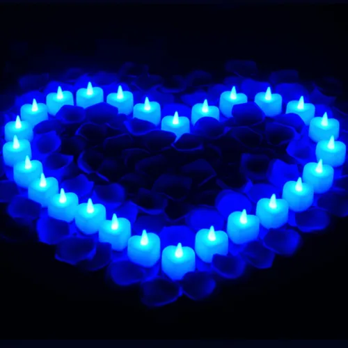 Vista 11 de Honoson - 1000 pétalos de rosa con 24 corazones LED, color blanco y azul Diseño seguro sin llama, pétalos de seda, para aniversario de boda